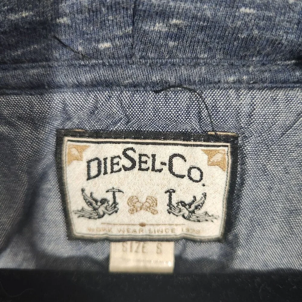 Diesel-Co Hooded Zip-Up Jacket S Blue Cotton Blend Casual Wear